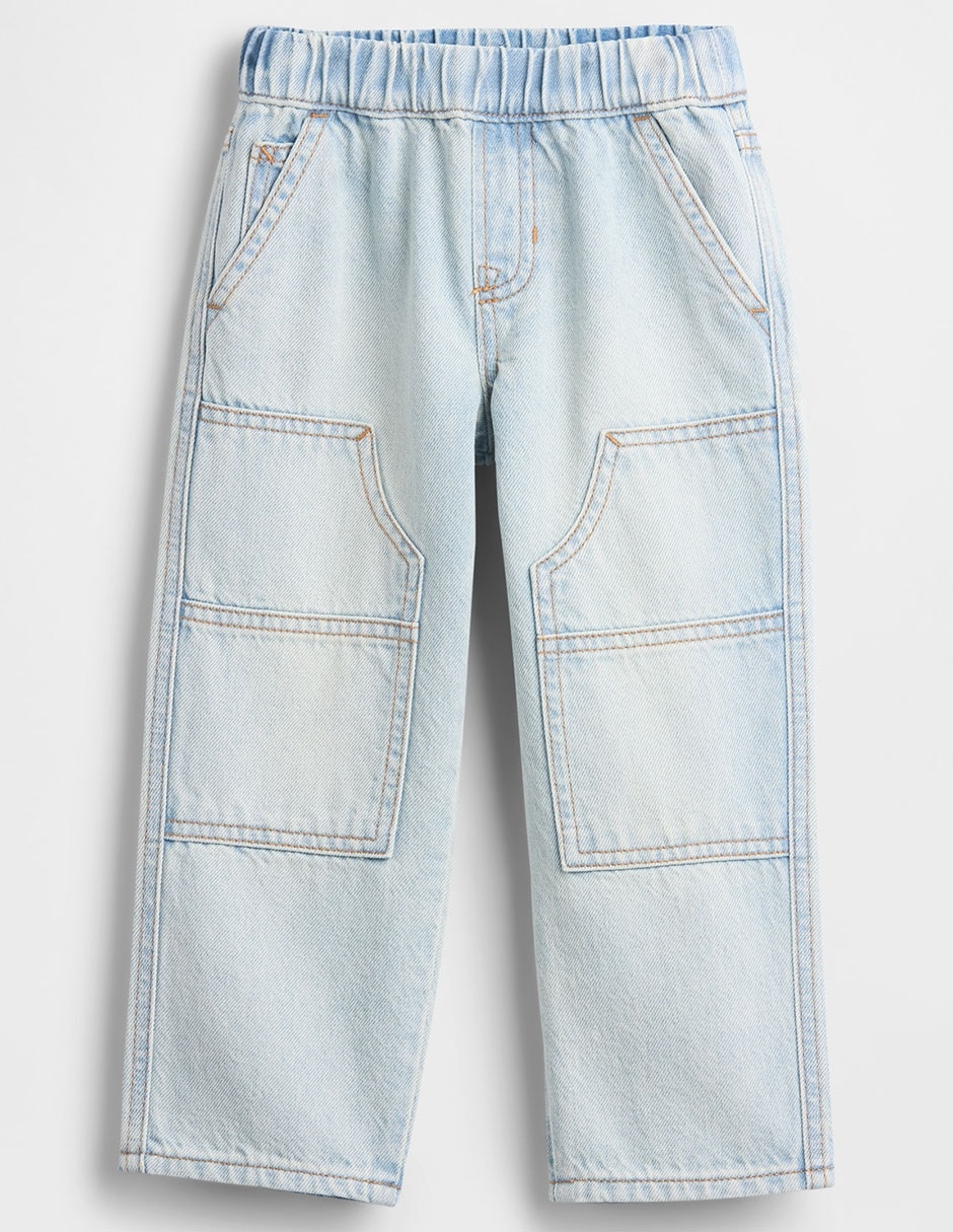 Jeans cargo baggy lavado medio para niño