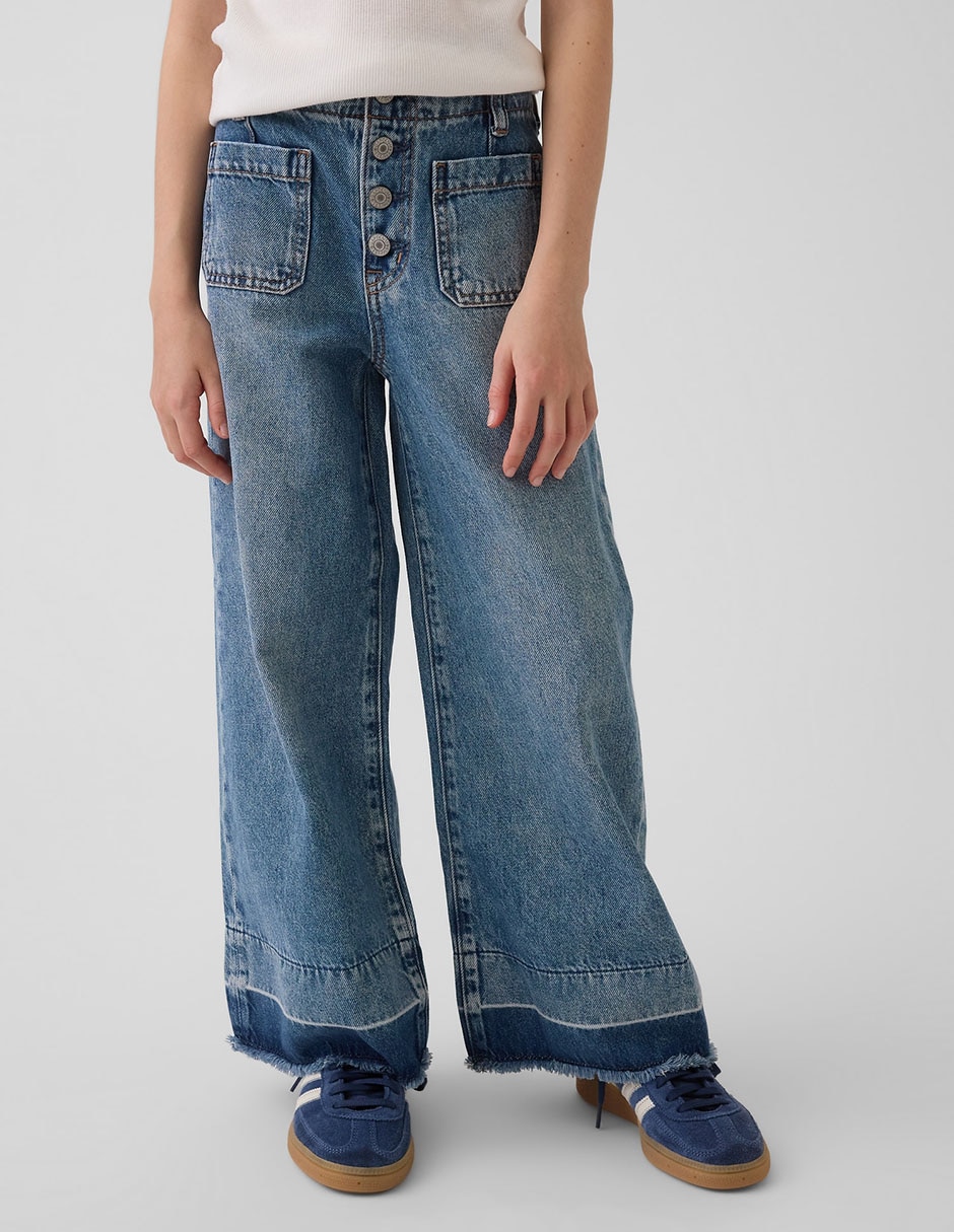 Jeans flare lavado medio para niña